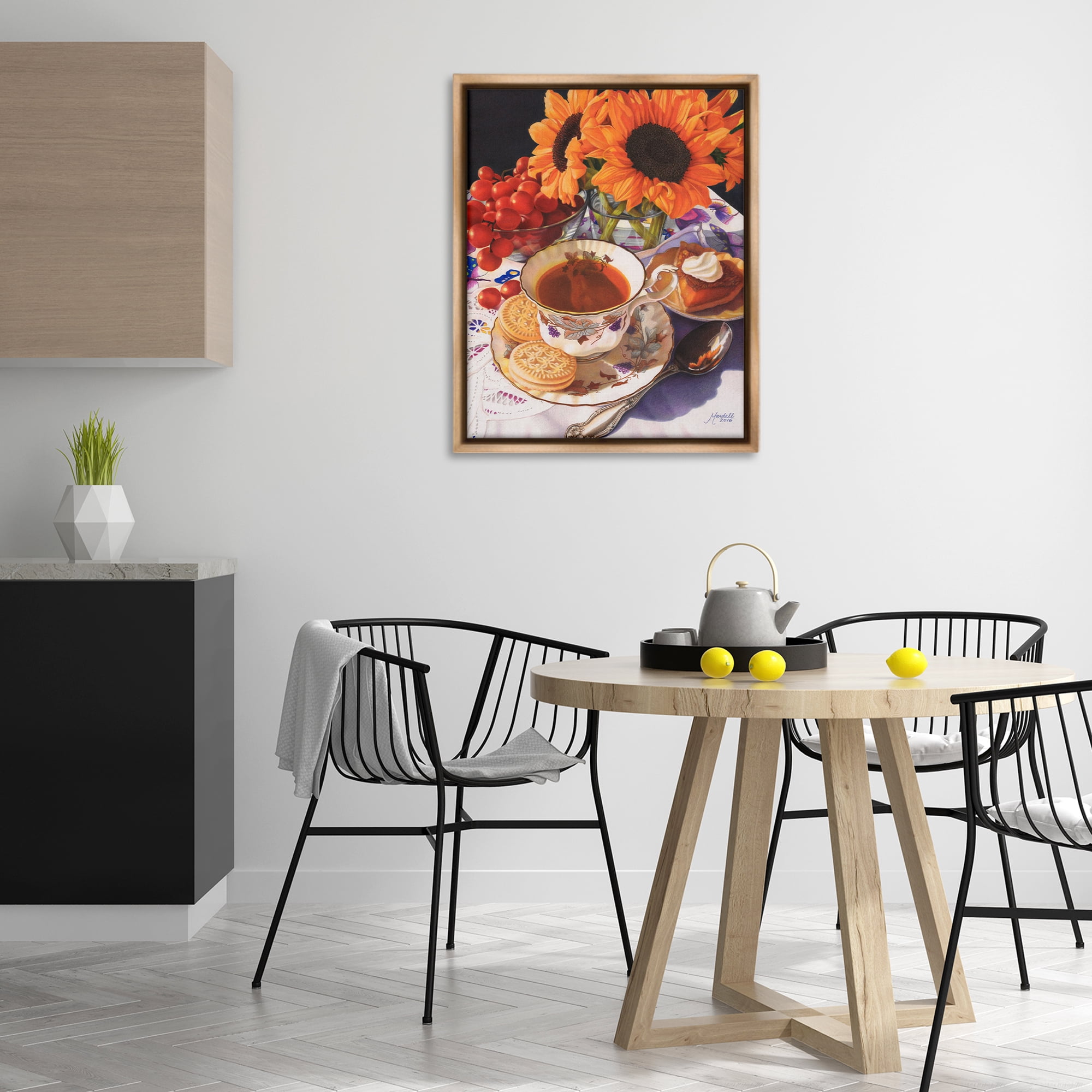 Stupell Industries Autumnal Tea Party Food & Beverage Painting Brown Floater Framed Art Print Wall Art, 25 x 31