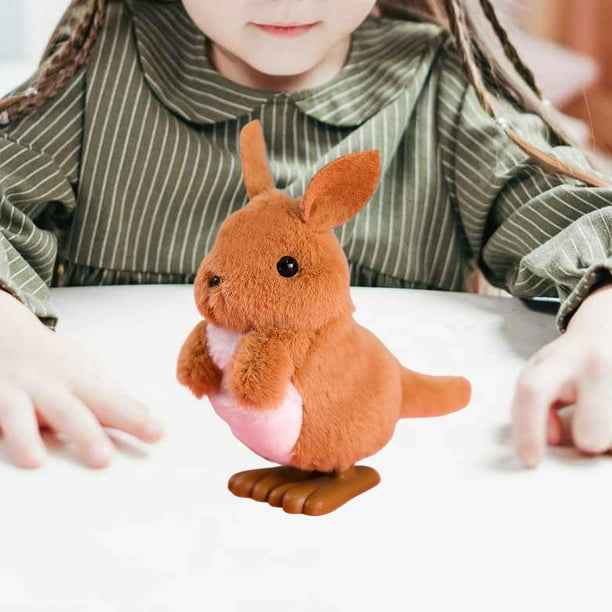 Milaget Cloth Wind up Animal Toy Interactive Stuffed Toy Automatic Moving Stuffed Animal roo