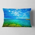 thumbnail image 2 of Designart Picturesque Green Blue Seashore - Modern Seascape Throw Pillow - 12x20, 2 of 5