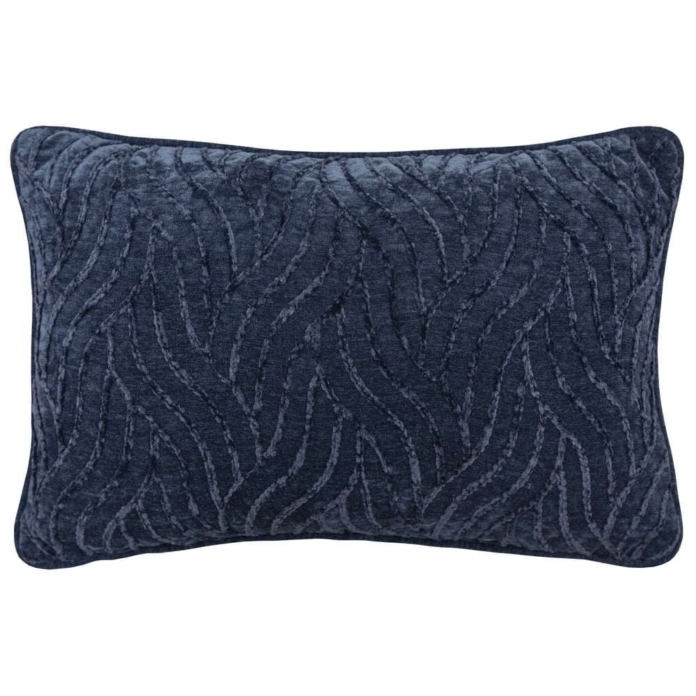 Mainstays Decorative Throw Pillow, Texture Chenille, Oblong, Navy, 14