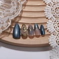 thumbnail image 3 of RAGUPEL Medium Press on Nails Almond Blue Cat'S Eye Fake Nails Press Ons False Nails Glue on Nails with Gilded Rose Charms Design Nail Tips Kit Full Cover Stick on Nails for Women Girls 24Pcs, 3 of 8