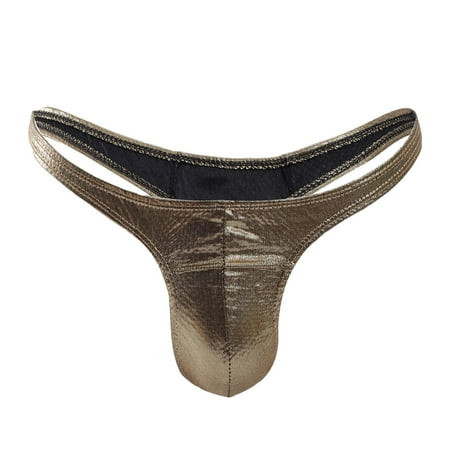Savings Clearance RbCulf Mens Shiny Patent Leather Briefs Low Rise Ruched Pouch Panties G-string Thong Bikini Trunks Lingerie Underwear