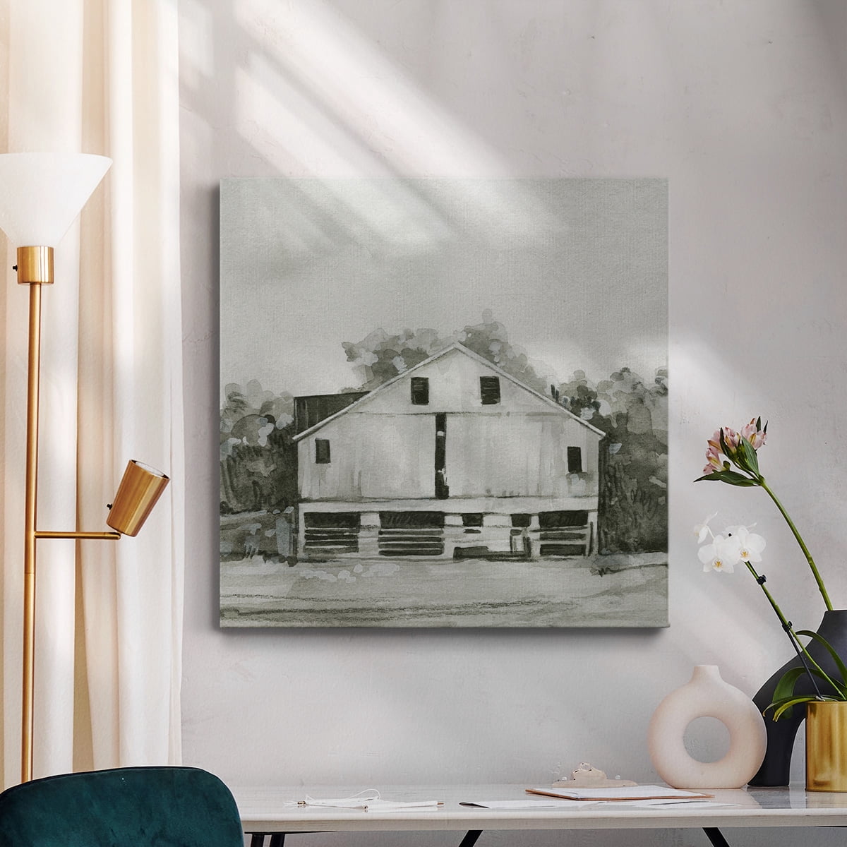 Wexford Home Solemn Barn Sketch I-Premium Gallery Wrapped Canvas, 24" x 24" - Ready to Hang