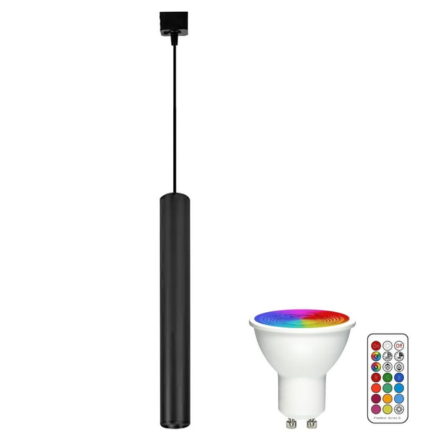 FSLiving Lampe sur Rail de Type H, Aspect Linéaire Ciblé, Télécommande de Projecteur DEL Réglable, Changement de Couleur RVB Blanc Ampoule Minuterie GU10 Mini Lumières Montées sur Rail pour Cuisine Vitrine, Noir