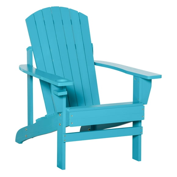 Outsunny Chaise Classique Adirondack avec Porte-Gobelet pour Jardin Turquoise
