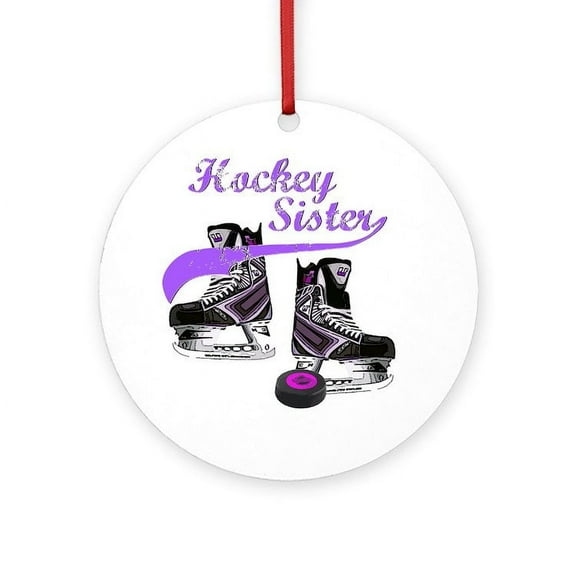 CafePress - Hockey Sister - Round Wood Ornament 4"