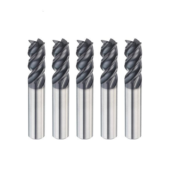SPEED TIGER Moulin à Carbure Carré - 4 Flûtes - IPVE1/4 4 (5 Pcs, 1/4 Pouces) - Espacement Inégal entre Flûtes & Design Helix - Anti-Vibration - pour Acier Inoxydable - Ensembles de Petits Moulins pour DIYers & Professionnels