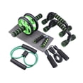 thumbnail image 3 of Lipstore 7 Piece Ab Workout Roller Wheel Kit Complete Accessory Fitness Equipment Set Green, 3 of 8