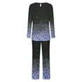 thumbnail image 5 of Tnhcen Elegant Women's Christmas Snowflake Print Pajamas Set Crew Neck Long Sleeve 2-Piece Sleepwear Lounge wear Home Clothes S-3XL, 5 of 6