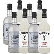 Dhōs Handcrafted Non-Alcoholic Vodka 4 Pack 750 ML Bottle w 4 Pack Owen’s Mixers Ginger Beer 750 ML Bottle - Keto-Friendly, Zero Sugar, Zero Calories, Zero Proof - Perfect for Mocktails - A