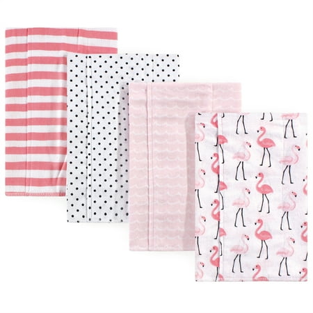 Baby Flamingo - Hudson Baby Boy and Girl Flannel Burp Cloths, Flamingos
