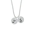 thumbnail image 2 of Delight Jewelry Silvertone Large Script Letter - T - 3/4'' Disc - Silvertone Script Initial Disc - S - Charm Necklace, 20"+3", 2 of 4