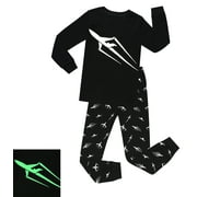 Elowel Boys Glow in The Dark Space Rocket 2 Piece Pajama Set 100% Cotton Size 7