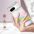 thumbnail image 4 of Feishell Marble Texture Design for Google Pixel 8 Case Support Wireless Charging Slim Glossy Shockproof Anti-Scratch Soft & Flexible Protective Phone Case for Women Girls,D, 4 of 6