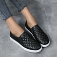 thumbnail image 4 of Black Slip On Shoes Women Loafers Quilted Comfort Fashion Sneakers Flat Casual Shoes, 4 of 7