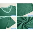 thumbnail image 3 of Langwyqu Plus Size Summer Women V-Neck Patchwork Casual T-Shirt Tops, 3 of 4
