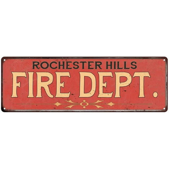 ROCHESTER HILLS FIRE DEPT. Home Decor Metal Sign Police Gift 8x24 108240013462