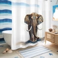 thumbnail image 5 of No Hook Shower Curtain with Built-in Rings - Vintage Boho Tribal Washable Waterproof Fabric Bathroom Curtains for Hotel,Rentals, 66 X 72 Inch Long , Elephants Ivory Chocolate Brown, 5 of 9