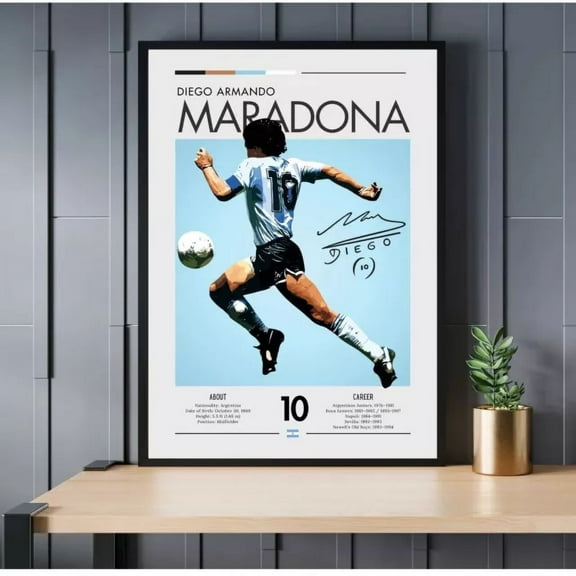 Kna Prints - Diego Martadona In Artgentina Shirt Poster - Legendarty Football Art Print - Kir 8338, UNFRAMED-8x12