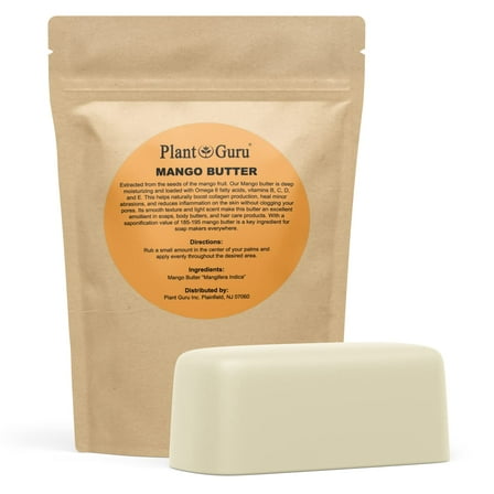 Raw Mango Butter 1 lb. Bar - 100% Pure Natural Unrefined - Great for Skin, and Hair Growth. DIY Soap Making, Body Butter, Lotions and Creams.