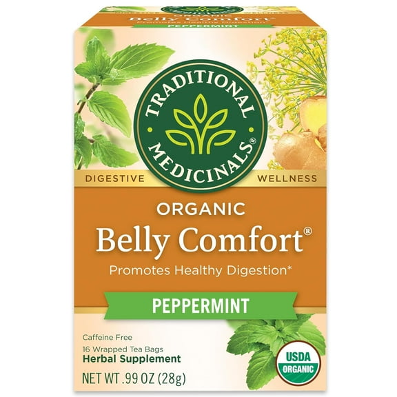 Pack of 6, Traditional Medicinals Belly Comfort Peppermint Tea, 16 bg - 0.99 oz