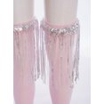 thumbnail image 5 of TTAO Girl's Sparkling Tassels Knee High Socks 1 Pair Dance Accessories 3-12T Ruffle Overknee Stockings Pink 3-12, 5 of 6