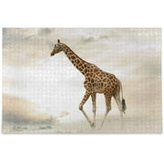 Bestwell Giraffe Walking Desert Jigsaw Puzzles 500 Piece Educational Puzzles Toys for Boys and Girls, 20.5" x 14.9"