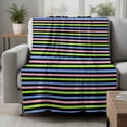 thumbnail image 2 of Pink Blue Stripe Blanket Soft Cozy Warm Throw Blanket for Couch, Plush Fuzzy Flannel Fleece Blankets for Sofa, Green Black Geometric Striped Modern Bed Blankets Lightweight Gifts for Women, 32"x48", 2 of 9