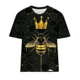 thumbnail image 4 of QUNYINEY Crew Neck Tee Shirts Womens Pullover Bee Short Sleeve Casual Tops Loose Spring Tops for Women, 4 of 4