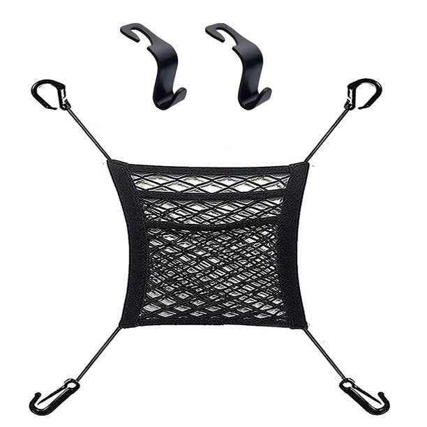 Organizador elástico de almacenamiento de red de malla de coche de 3 capas entre asientos (30x30cm) Tmvgtek Accesorios para autos y motos