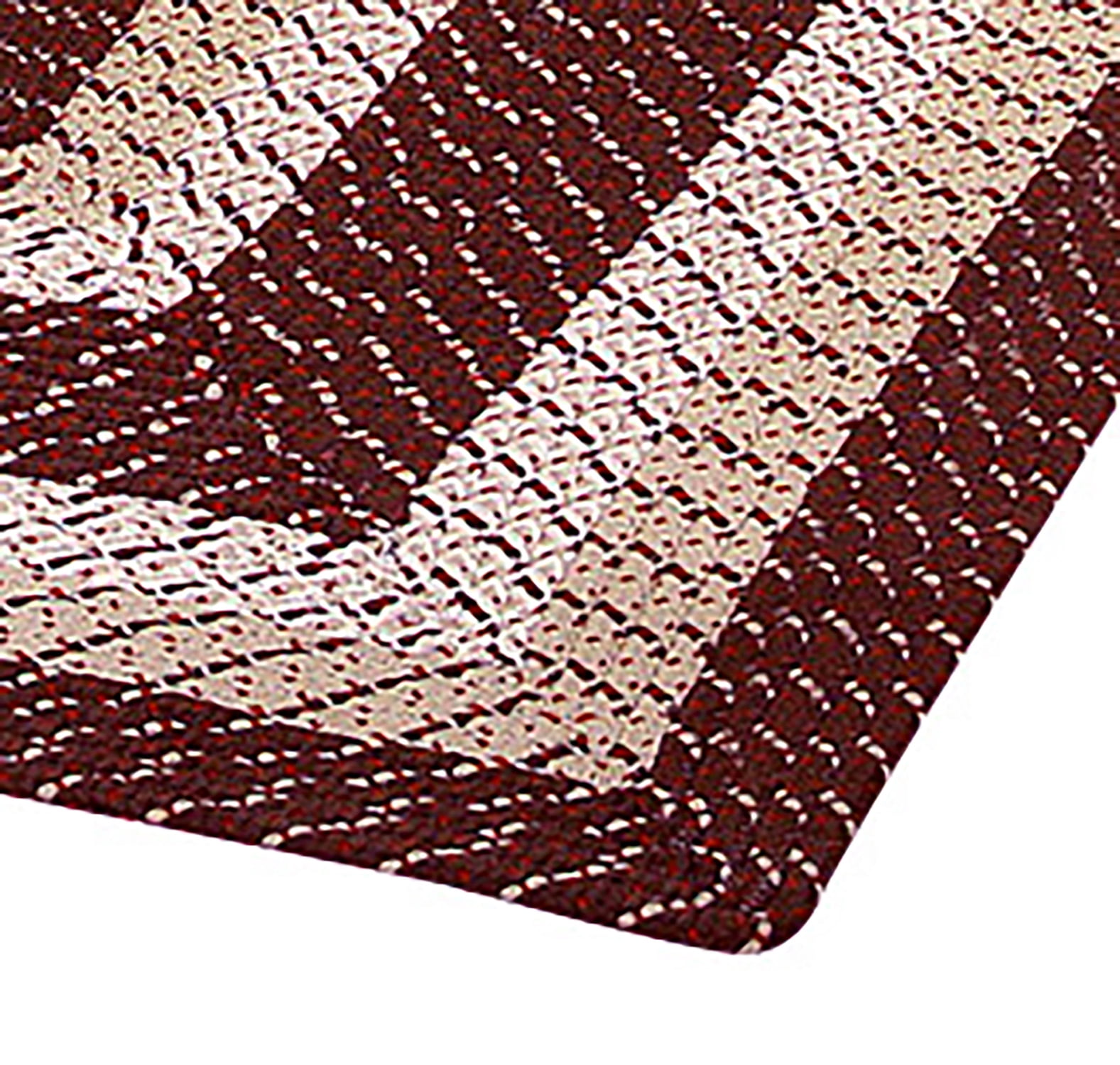 Better Trends 24"x 48"x 48" L-Shape Braided Rug 100% Polypropylene Durable and Stain Resistant Reversible Indoor Area Utility Rug, Country Stripe Collection - Burgundy Stripe