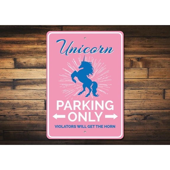 Unicorn Parking Novelty Sign, Metal Wall Decor - 10x14 inches