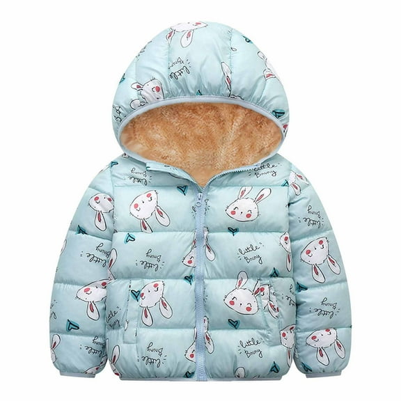 IROINNID Toddler Boys Girls Autumn Winter Puffer Coat Fleece Padded Jacket Hooded Zip Up Waterproof Windproof Outwear