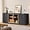 Charcoal Grey - Led Light, variant on Fluted TV Stand with RGB LEDs for TVs up to 65'', Modern Media TV Console with 4 Doors 6 Storage Spces, Sideboard Buffet Cabinet Wood Entertainment Center for Living Room, Dining Room