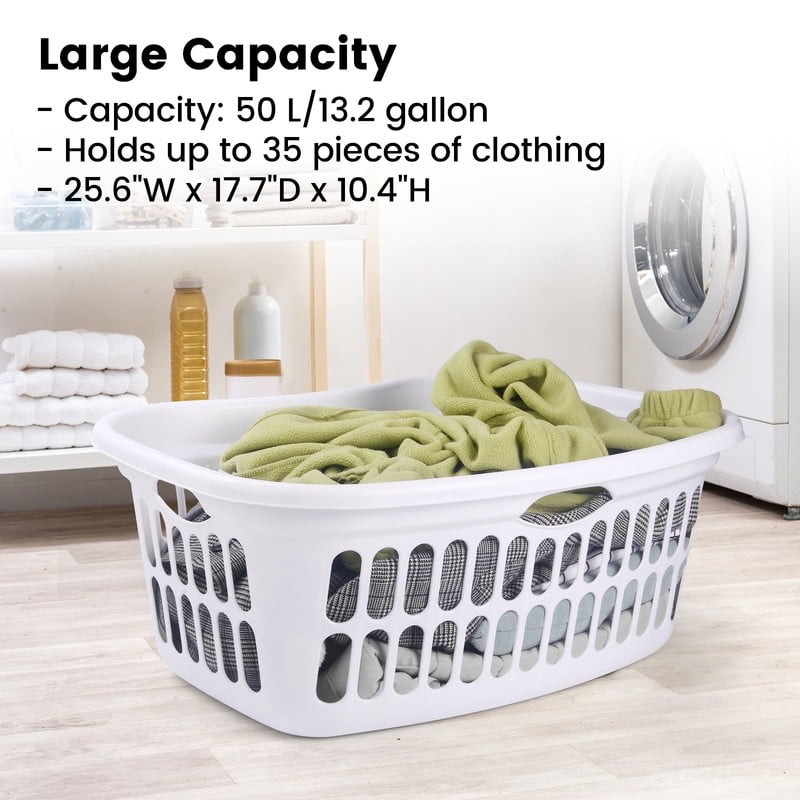 DUNCHATY 3-Pack White Commercial Laundry Basket 13.2 Gal - Heavy Duty Clothes Hamper with Wide Reinforced Rim, Multi-Use Storage Bin for Home, Hotel, Hospital, Camping