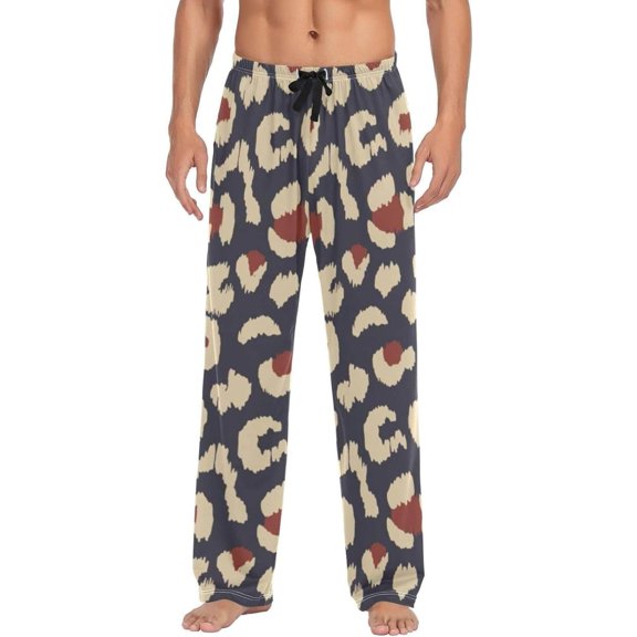 Retro Leopard Ghost Pajama Pants, Men's Lounge Pants Light with Drawstring and Pockets, Christmas New Year Birthday Father's Day Gifts, X-Large