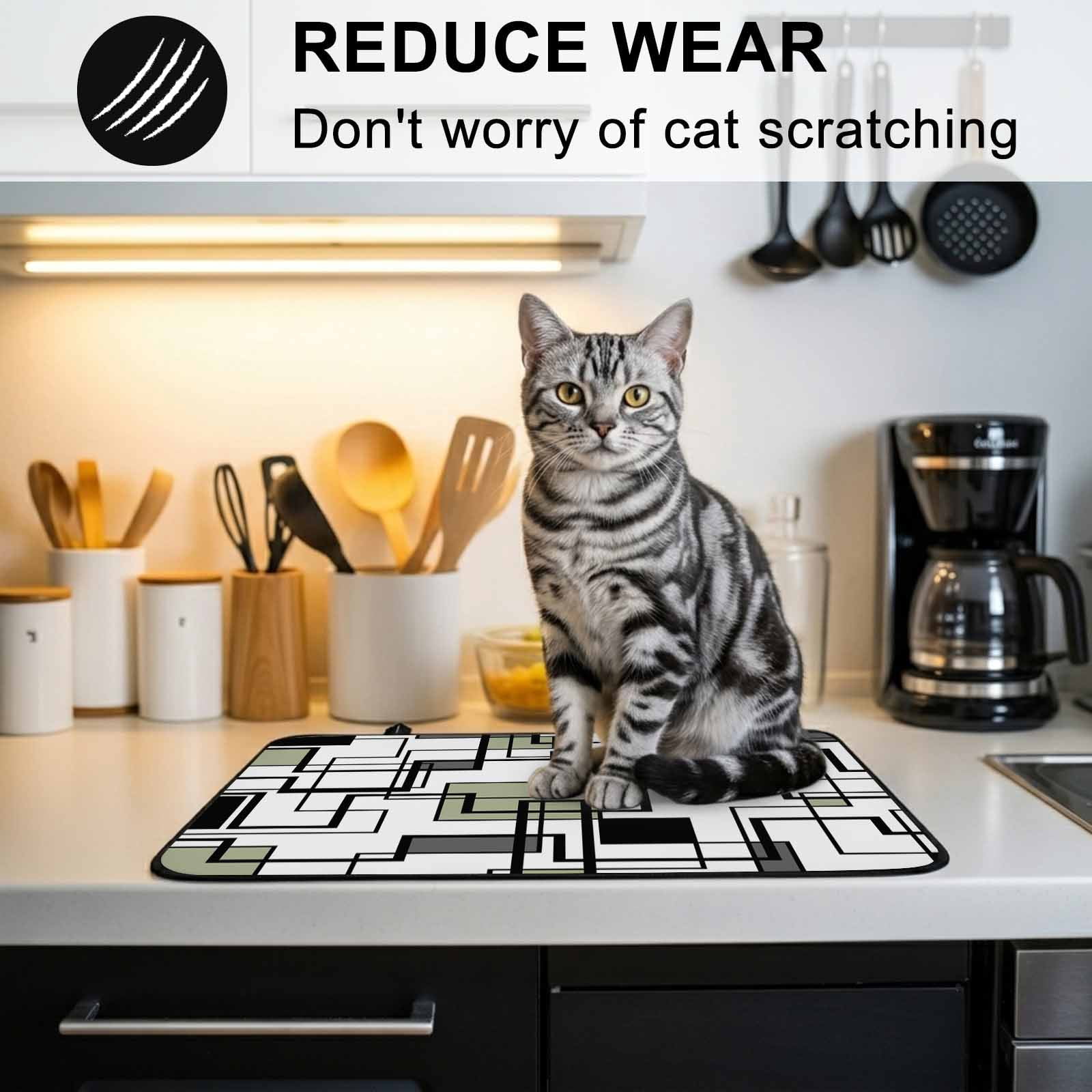 Sage Green Geometric Stove Top Cover for Electric Stove, Heat-proof & Non Slip Glass Top Stove Cover Protector, Simple Black Gray Abstract Striped Kitchen Flat Cooktop Rubber Mat 24x21 Inches