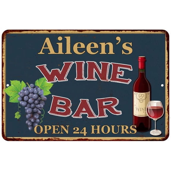 Aileen's Green Wine Bar Gift Sign Wall Decor 8 x 12 High Gloss Metal 208120043590