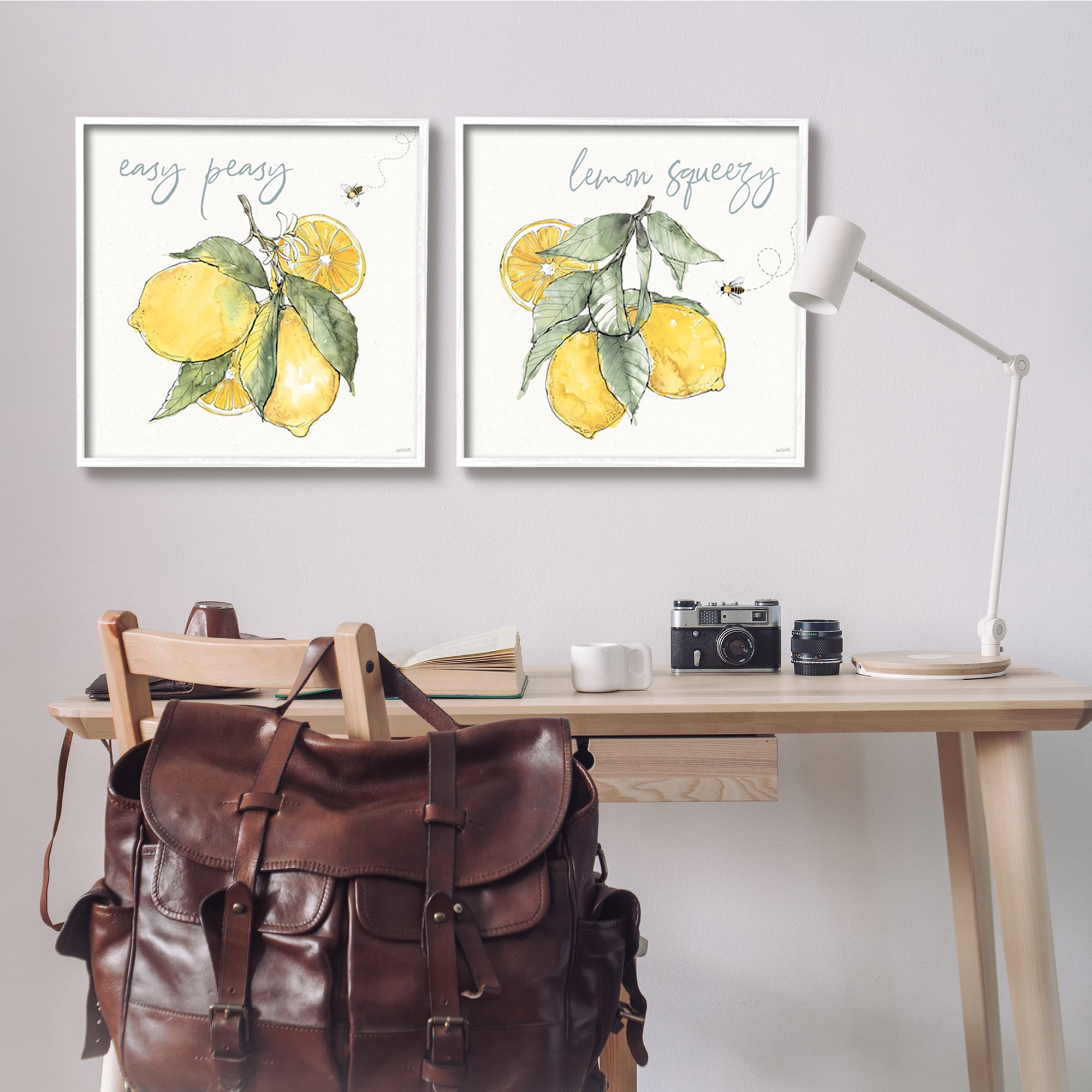 Stupell Industries Easy Peasy Lemon Squeezy Phrase Yellow Honey Bees, 24 x 24, Design by Anne Tavoletti