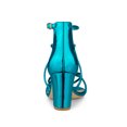 thumbnail image 3 of BLISSFUL STEP Women's Strappy Crisscross Strap Block Heels Sandals Lake Blue 8.5, 3 of 8