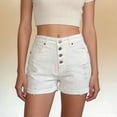 thumbnail image 2 of Summer Womens Shorts Fashion Shorts For Women High Waisted Distressed White Denim With Button Fly Pants For Women, 2 of 7