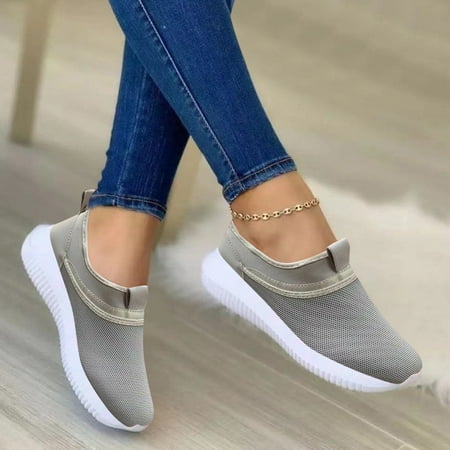 

Tangnade Ladies shoes Women s Fashion Flat Comfortable Single Shoes Mesh Breathable Casual Shoes Gray 39