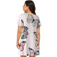 thumbnail image 2 of Bixox Beautiful Butterfly Pattern Women's Nightgown, Soft & Breathable Sleepwear, Round Neck Knee-Length Pajama Dress,Loungewear for Home & Sleep, 2 of 7