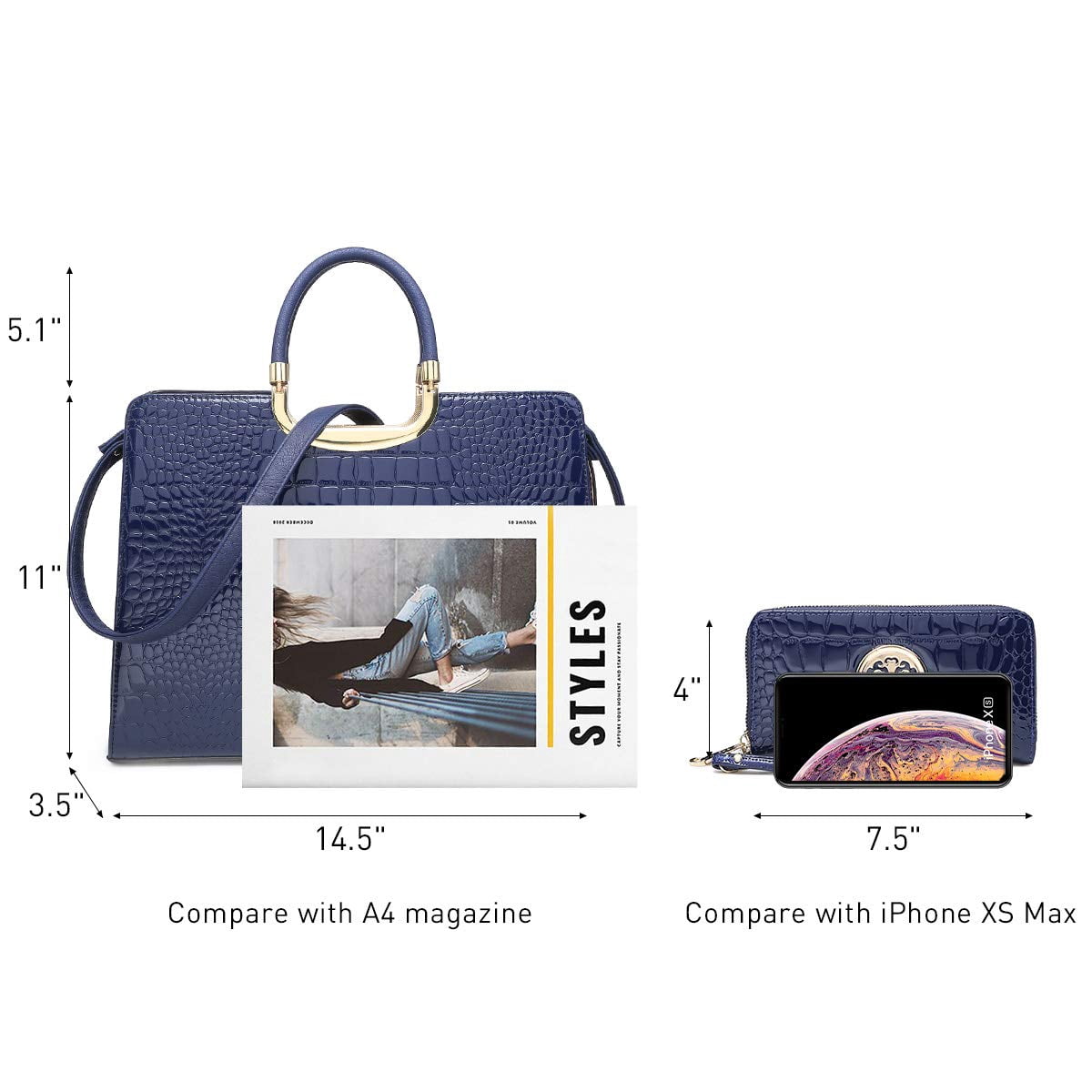 Womens Handbag Top Handle Shoulder Bag Tote Satchel Purse Work Bag with Matching Wallet