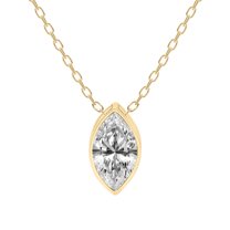 Diamond Pendant Necklace| 2 ct IGI Certified Marquise Shape | Globe Slider Bezel Solitaire Lab Diamond Pendant Necklace In 18K Yellow Gold | FG-VS1-VS2 Quality Friendly Diamonds
