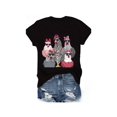thumbnail image 1 of Casual Crew Neck T-Shirt, 100% Cotton Knit Fabric, Geometric-Pattern, Short Sleeve Tee with Chickens Print for all Seasons, 1 of 6