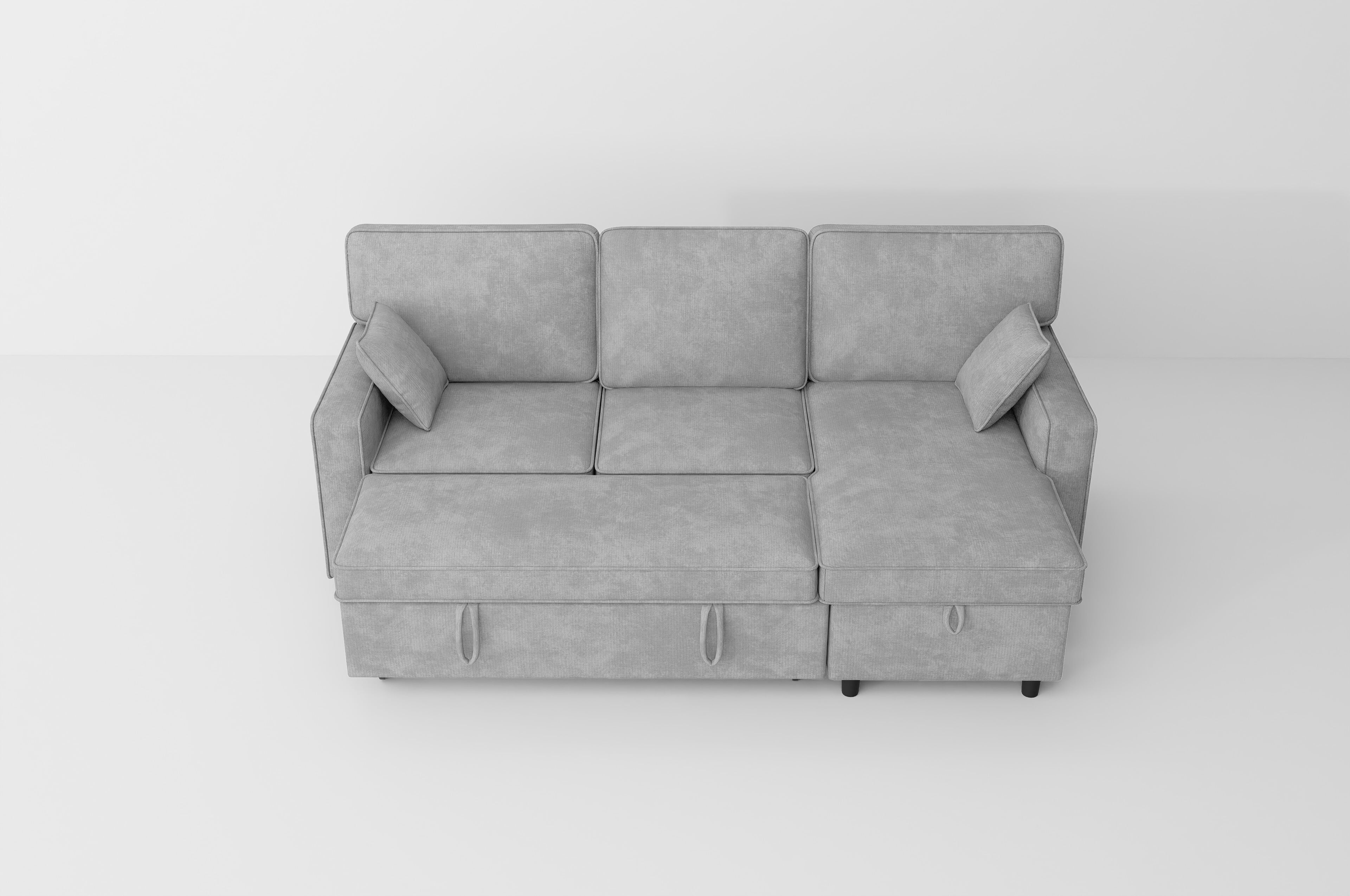 avobird 89'' Pull Out Sofa Bed, L Shaped Sleeper Sofa with Flip-Down Center Console & Charging Ports, Chenille Convertible Sofa for Apartment/Living Room