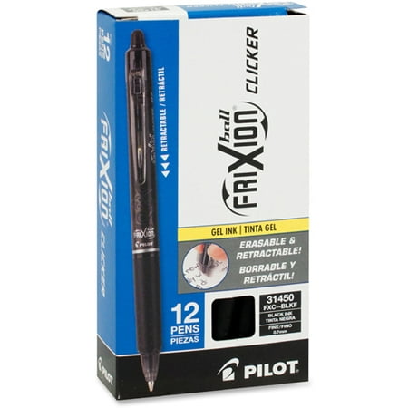 Pilot 12ct Frixion Clicker Erasable Retractable Gel Pens Fine Point 0.7mm Black