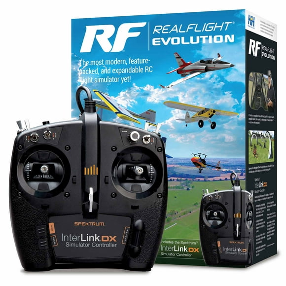 RealFlight Evolution RC Flight Simulator Software with Interlink DX Controller Included RFL2000 Air/Heli Simulators Compatible with VR headsets Online multiplayer options Air/Heli Simulators