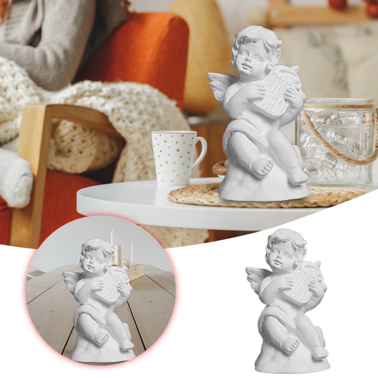 Roman Columns Angel Ornaments Sculptures for Display Windows Model Rooms Mini Shooting Props Soft Furnishings Desktop